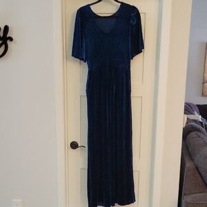 Blue Velour Jumpsuit L